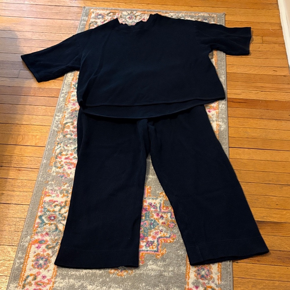 2piece Bassike set. Navy waffle fabric 100% cotton